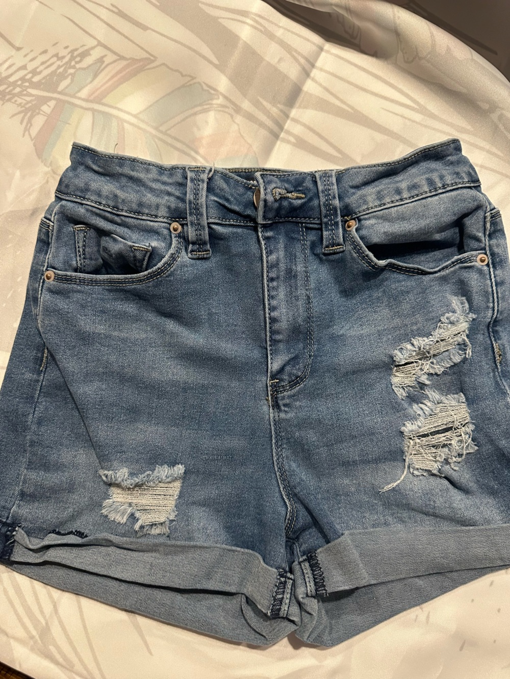 YMI Women’s Distressed Denim Boyfriend Jeans - Medium Blue